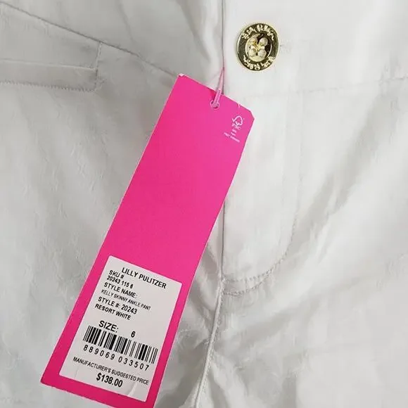Lilly Pulitzer Kelly Skinny Ankle Pant Resort White 6 NWT Stretch High Rise 28" - Picture 6 of 9